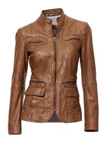 Heine, Damen Lederjacke, Lammnappa, Braun