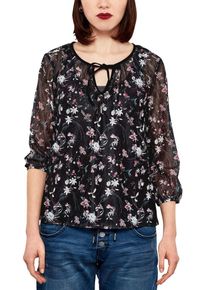 Q/S Designed By, Damen Bedruckte Mesh-Tunika, Schwarz