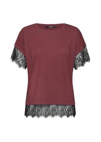 Only, Damen Shirt 'onlMOSTER S/S LACE DETAIL JRS', Weinrot / Schwarz