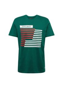 Jack & Jones JACK & JONES, Herren Shirt 'JCOBOOSTER TEE SS CREW NECK MARCH 19', Tanne / Rot / Wei&szlig;