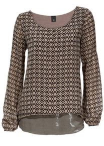 Heine, Damen Drucktunika, Camel / Dunkelbeige