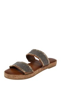 Inuovo, Damen Sandalen mit Glitzersteinbesatz, Braun