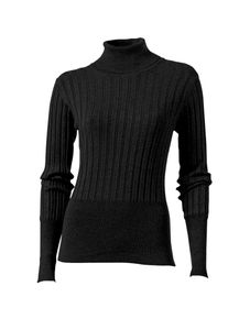 Heine, Damen Rollkragenpullover in Rippenstrick-Mix, Schwarz