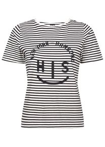 H.I.S. HIS JEANS, Damen T-Shirt, Schwarz / Wei&szlig;