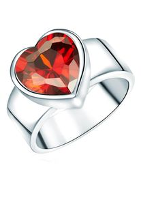 Rafaela Donata, Damen Ring 'Herzform', Rot / Silber