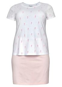 Tom Tailor, Damen Polo Team Print-Shirt (Set, 2 tlg., mit Rock), Altrosa / Weiß