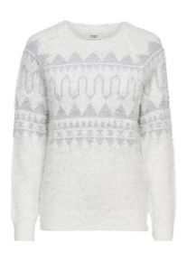 Jacqueline de Yong, Damen Pullover, Hellgrau / Weiß