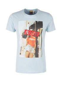 Q/S Designed By, Herren Shirt, Hellblau / Orange / Rot