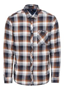 Tom Tailor, Herren Hemd, Nachtblau / Cognac / Weiß