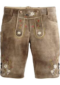 Spieth & Wensky SPIETH & WENSKY, Damen Trachtenlederbermuda mit Blustickerei, Hellbraun