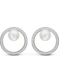 C-Collection, Damen Ohrstecker, Silber / Perlweiß