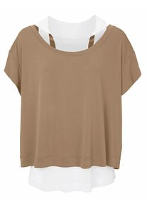 Heine, Damen Shirt, Sand / Weiß