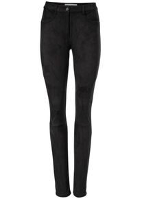 Heine, Damen Bodyform-Lederimitathose mit Bauch-weg-Funktion, Schwarz