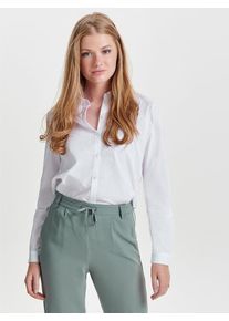 Only, Damen Detailreiches Langarmhemd, Wei&szlig;