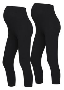 MAMALICIOUS, Damen 2er-Pack Jersey-Umstandsleggings, Schwarz