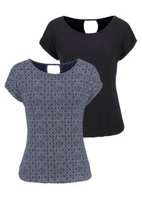Lascana, Damen T-Shirt, Marine / Schwarz