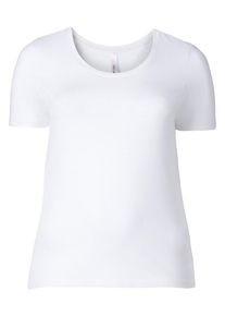 sheego Basic, Damen T-Shirt Rundhalsausschnitt, Naturwei&szlig;