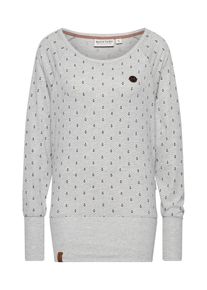 Naketano, Damen Langarmshirt mit All-Over-Print, Graumeliert / Schwarz