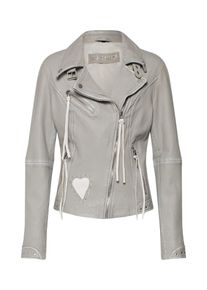 Freaky Nation, Damen Lederjacke 'Sweetheart', Grau / Weiß