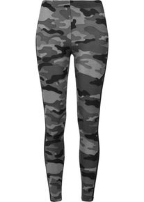 Urban Classics, Damen Leggings 'Camo Stripe', Grau / Rauchgrau / Schwarz