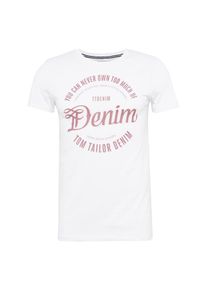 Tom Tailor Denim, Herren T-Shirt 'NOS melange tee with print', Weiß