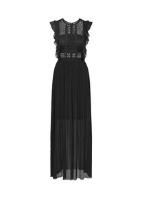 Apart, Damen Abendkleid mit Netzeinsätzen und Volants, Schwarz