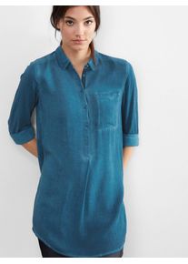Q/S Designed By, Damen Herringbone-Bluse im Gart Dye, Blau