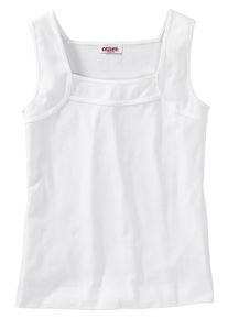 sheego Casual, Damen Top mit Karee-Ausschnitt, Wei&szlig;