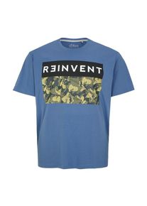 s.Oliver RED LABEL, Herren Shirt, Himmelblau / Khaki / Schwarz / Weiß