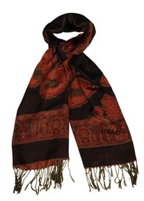 Silvio Tossi, Damen Schal, Khaki / Rot / Orangerot / Schwarz