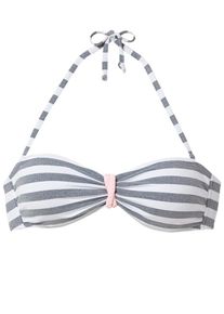 Venice Beach, Damen Bandeau-Bikini, Grau / Rosa / Weiß