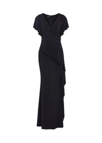 Apart, Damen Abendkleid mit einem Volant mit Schößcheneffekt, Schwarz
