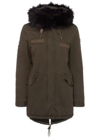 Superdry, Damen Parka, Khaki / Schwarz