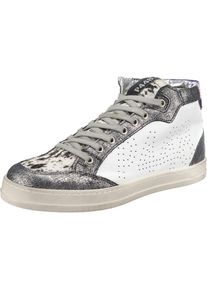 P448, Damen Sneakers, Silbergrau / Dunkellila / Schwarz / Weiß