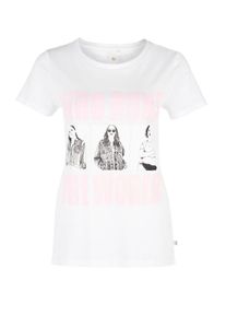 Q/S Designed By, Damen T-Shirt, Anthrazit / Pastellpink / Weiß