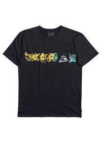 Quiksilver, Herren T-Shirt 'Tea Stripe Pocket', Neonblau / Gelb / Schwarz