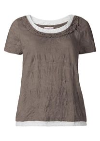 sheego Casual, Damen Shirt im trendigen Crinkle-Look, Brokat / Weiß