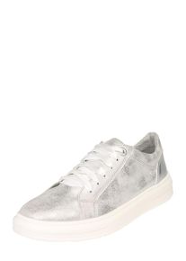 s.Oliver RED LABEL, Damen Sneaker mit Metallic-Finish, Silber / Wei&szlig;