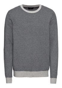 Selected Homme, Herren Pullover 'SLHJAZ-HARRINGBONE CASHMERE CREW NECK B', Dunkelblau / Grau