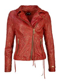 Maze, Damen Biker-Lederjacke mit asymmetrischem Reißverschluss ' Heart ', Rot