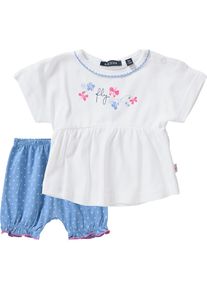 Blue Seven, Mädchen Set Shorts + T-Shirt, Blau / Altrosa / Weiß