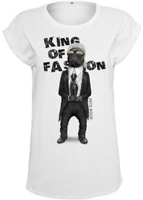 Merchcode, Damen T-Shirt 'Petsrock King of Fashion', Schwarz / Weiß