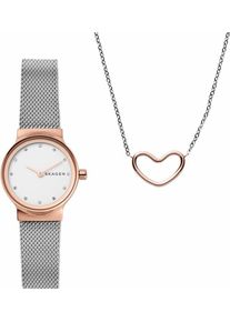 Skagen, Damen Quarzuhr 'FREJA, SKW1101' (Set, 2 tlg.), Rosegold / Silber / Weiß