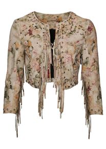 Maze, Damen Lederjacke 'Tavira', Creme / Goldgelb / Pastellgrün / Pastellpink