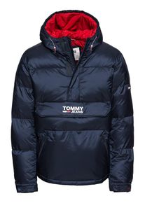 Tommy Jeans, Herren Jacke 'PADDED POPOVER', Dunkelblau / Rotmeliert / Weiß
