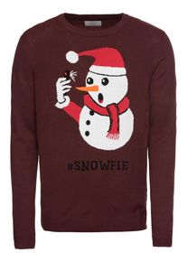 Jack & Jones JACK & JONES, Herren Pullover 'JORSNOWMAN', Rot / Blutrot / Schwarz / Weiß