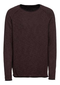 Review, Herren Pullover '2TN SLUB RAGLAN', Burgunder / Schwarz