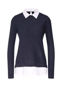 Jacqueline de Yong, Damen Pullover, Dunkelblau / Weiß