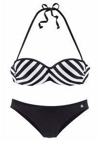 Lascana, Damen Bandeau-Bikini 'Flic', Schwarz / Weiß