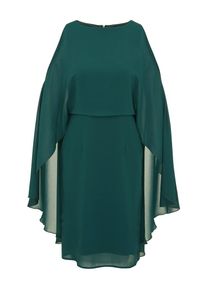 Apart, Damen Chiffonkleid schulterfrei mit Cape, Smaragd